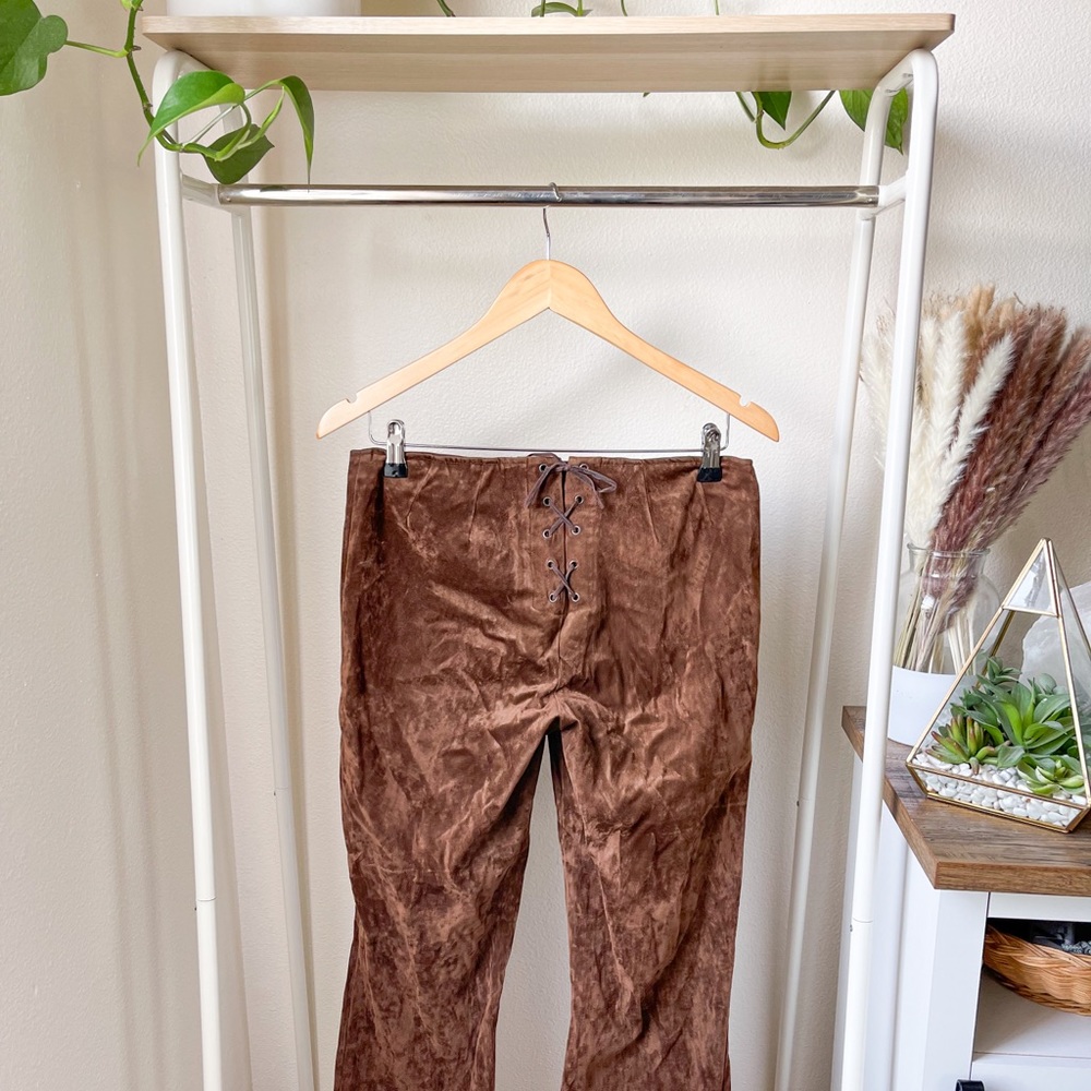 Vintage JP Collections Suede lace up booty flare pants